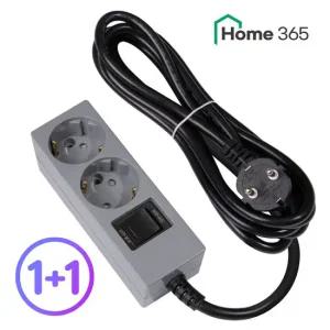 [홈365] 국산 과부하차단 멀티탭 2구 3m 2개 그레이 블랙