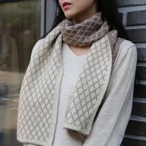 [OF2K1218]코코 울 터치 머플러 체크 니트 목도리 쁘띠 롱
