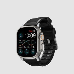 [노마드]애플워치 스포츠 운동 스트랩  러기드 - 블랙 밴드 실버 버클 / 울트라2 SE 헬스