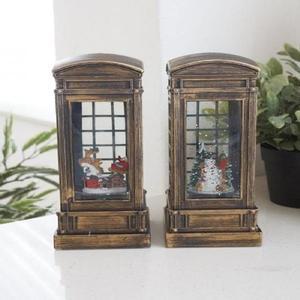 [RGKQ9PPR]크리스마스 미니 공중전화 LED 워터볼 오르골