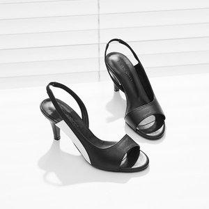 [지젤슈즈]블랙 앤 화이트 샌들힐/[7199]