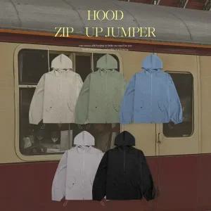 핫핑 모노링 투웨이 스트링 바람막이 후드 집업점퍼