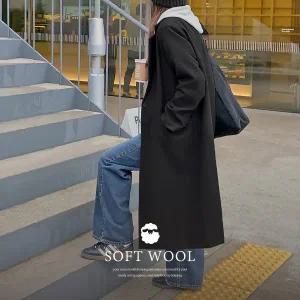 핫핑 [누빔안감/따뜻포근] 웨이비 울 누빔 싱글 롱코트