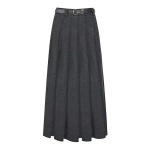 [JJ지고트](대구신세계)보카시 플리츠 주름 벨트 롱 스커트 GPBN0SK421
