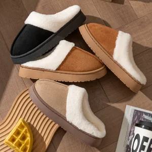 실내털신 키높이 4cm 스웨이드 퍼 양털 실내 거실 사무실 보온 방한화 실내화 슬리퍼