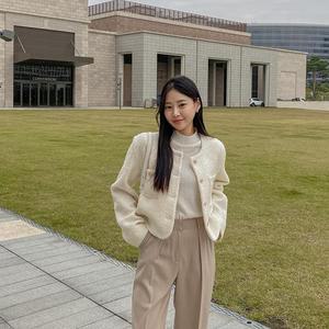 [시크릿라벨] 골드버튼크롭트위드자켓