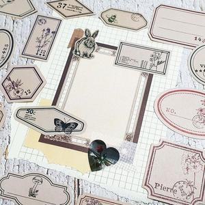 [HYIJUV14_4B]다이어리꾸미기 꽃 라벨 빈티지