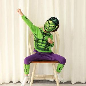 KC인증 국산 긴팔 헐크 실내복 마블 정품 할로윈 코스튬 아동 캐릭터 실내상하 세트