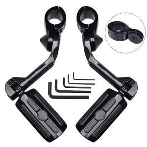 할리 투어 글라이드 스트리트 일렉트라 로드 킹 소프트테일 CVO 다이나 트라이크 VRSC 스포츠터 롱 블랙을 위한 SYZMTZY 하이웨이 페그, 1.25인치 확장 각도 조절식 유니버설