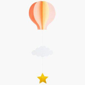 아이방 열기구 모빌 2 열기구장식 노랑 사진 종이 (WFHBPDN)