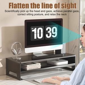 침대 태블릿 거치대 듀얼 데크 PC 스크린 스탠드 브래킷 라이저 선반 컴퓨터 모니터 상승 홀더 키보드 마우