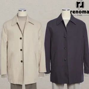 [롯데백화점]레노마 FW 베이지 네이비 프리미엄 스탠카라 코튼 면 트렌치 맥 코트 RQMIBH0AJD
