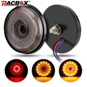 원형 사이드 마커 라이트 오토바이 LED 노란색 방향 지시등 빨간색 브레이크 표시기 방수 장식 램프 스쿠터