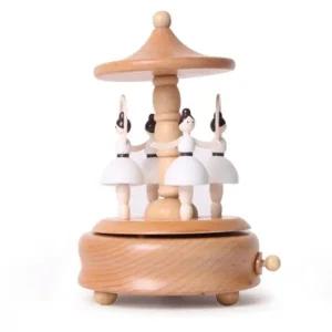 B원목오르골 발레리나 움직이는 태엽 나무 뮤직박스 (WFHU60U)