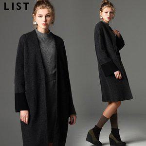 [리스트]LIST)] 소매배색 슬릿 루즈핏 롱 가디건 (택가격:348000원)