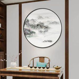 원형 액자 산수화 그림 장식 거실 벽걸이 풍경 사무실 인테리어 동양화 돈들어오는 개업