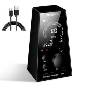 피아노 기타 드럼 및 모든 악기를 위한 테렌스 디지털 메트로놈 볼륨이 있는 리듬 조절 가능 LCD 디스플레이가 전기 스피커 타이머 기능(블랙)