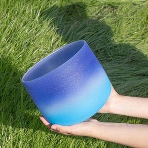 8인치 G 노트 목구멍 차크라 바이 컬러 블루 석영 크리스탈 노래 그릇, 명상용 망치