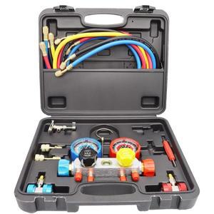 듀얼 밸브 압력 게이지 자동 에어컨 냉매 프레온 씰 링 진단 수리 키트 R134 R22 R404A