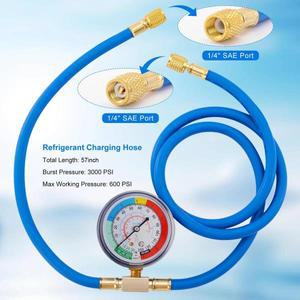 압력 게이지가 있는 R134A 에어컨 가스 쿨러 냉매 충전 호스 자동차 리필 150cm