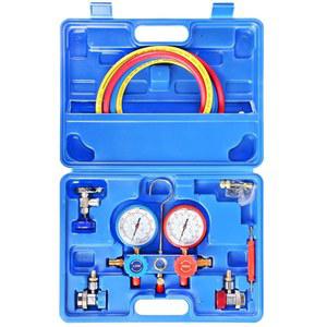 [미국배송] JIFETOR 3방향 AC 매니폴드 5FT 호스 조절식 탭할 수 HVAC 충전 진단 R134A 냉매 세트 커플러는 퀵 냉매 자동차 매니폴드)를 가정용 있습니다 도구 어댑터(블루 R404A 게이지 R410A