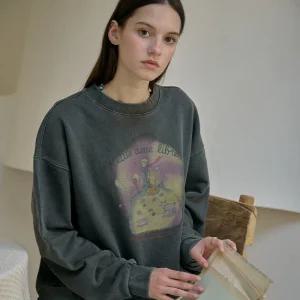 쁘띠아므 피그먼트 스웨트셔츠 스모크블랙