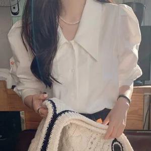 [오노마] ONM 빅카라 퍼프소매 블라우스 긴팔 셔츠 데일리 오피