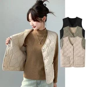 겨울 여성용 가벼운 양모 다이아몬드모양 심플 V넥