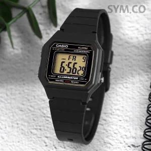 [카시오] W-217H-9A 스퀘어 디지털 알람 군인 군용 남자 우레탄 손목시계 c