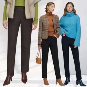 빅사이즈 엄마옷 중년여성 텐션 기모 밴딩 팬츠 3종 체크 슬랙스 일자바지 밴딩 고무줄 가을 겨울 상견례