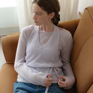 [온앤온](강남점)모헤어 홀터넥 레이어드 니트 NEK5WP914