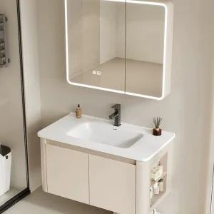 스마트거울장 LED 수건장 세면대 장식장 욕실상부장