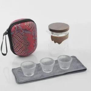 세트 여행용 다도세트 내열유리 다기 휴대용 3인 (3KptV)