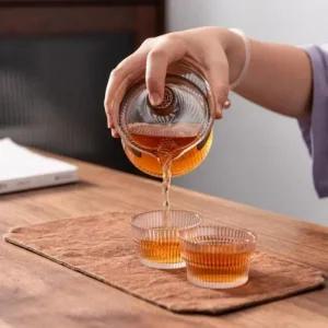 여행용 여행용찻잔세트 휴대용 내열유리 다기 3인 (3Kqjl)