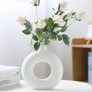 세라믹 꽃병 인테리어 소품 루미 화이트 도자기 화병