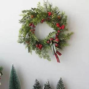 크리스마스 리스 벽 장식 레드 열매 인테리어 소품 현관문 오너먼트