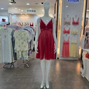 [모다아울렛][비비안]꾸띄르 스팽글 자가드레이스 모티프 풀슬립 FS977A-RED