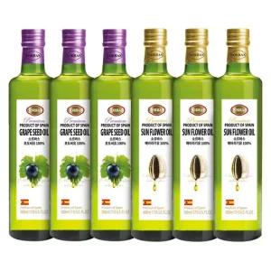 [G]  스티로폼포장) 포도씨유500ml 3병 해바라기유500ml 3병