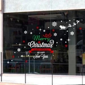 눈꽃선물 Christmas 유리장식스티커 인테리어시트지 크리스마스 쇼윈도우장식 유리시트지
