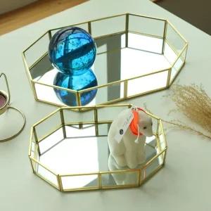 골드 팔각 미러 거울 트레이 2size 빈티지 엔틱 앤틱 화장품정리대 화장품보관함 빈티지소품