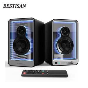 BESTISAN SR15 액티브 모니터 Bluetooth 스피커 충전기가 포함된 100W 조명 효과 LDAC 코덱 RCA Aux USB 입