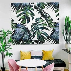 패브릭 거실 액자 몬스테라 캔버스 그림 인테리어 L 거실 캔버스인쇄 일러스트 포스터 림액자