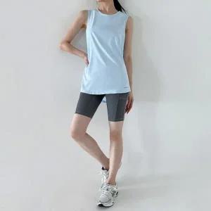 [옷자락]여자 스포츠 메쉬 민소매티 레깅스 5부 반바지 세트