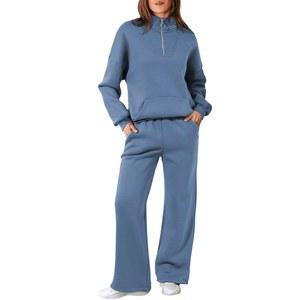 지퍼업 라운지 2피스 운동복 스웨트팬츠 스웨트수트 알렘드르 여성 세트 매칭 의상 스웨트셔츠와