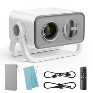 블루투스 5.4, 1080P 지원 HDMI/USB/Phone(그레이)과 호환되는 360 조정 가능한 듀얼 스탠드 AI 오토 키스톤 일렉트릭 포커스 미니 휴대용 프로젝터 BKZ 2025 업그레이드