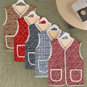 촌캉스 조끼 할머니조끼 양털 누빔 꽃무늬 촌캉스 김장조끼 융털 엄마조끼