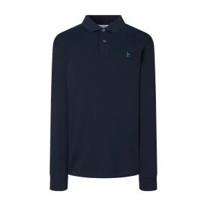 헤지스. 네이비 단색 면혼방 긴팔카라티셔츠 WHTS4D432N2