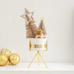 아트박스/플라워트리 크리스마스 미니트리 화분 샤이니 사슴 set 27cm 장식