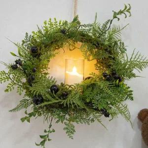 아트박스/플라워트리 크리스마스 리스 벽장식 숲사이 LED 캔들 35cm 소품