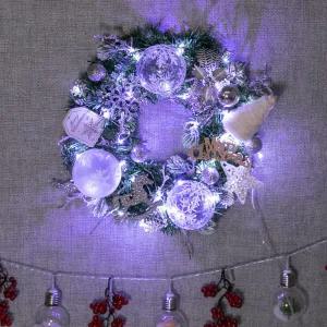 아트박스/플라워트리 크리스마스 리스 벽장식 LED 아리아나 A 35cm 소품